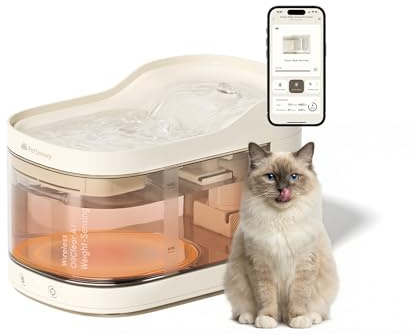 PetSnowy Fontaine à Eau sans Fil pour Chat, Fontaine Intelligente avec Suivi Via Application, Fonction chauffante et stérilisation UV