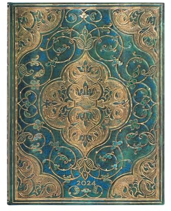 Paperblanks 12-Monatskalender 2024 Chroniken in Türkis | Vertikal | Ultra (180 × 230 mm)