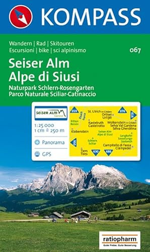 Seiser Alm /Alpe di Siusi: Wanderkarte mit Panorama, Radrouten und Skitouren. GPS-genau. 1:25000 (KOMPASS Wanderkarte, Band 67)