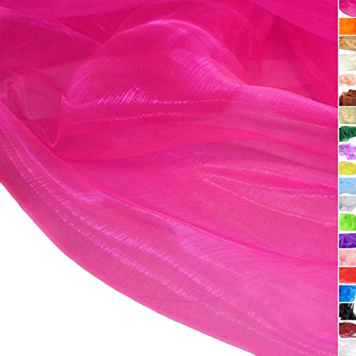 TOLKO 1m Organza Stoffe zum Nähen Meterware | Hauch Zart, Fein, Durchsichtig | zum Dekorieren Basteln 145cm breit | leichter Glanz Stoff für Gardine Vorhänge Tischdecken Deko Schals (Pink)