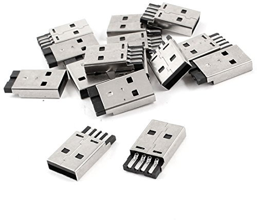 sourcing map 15 Stück USB 2.0 A Typ Stecker Anschluss Lötanschlüsse Adapter