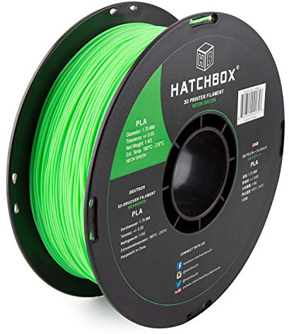 HATCHBOX 1,75 mm neongrünes 802 C PLA 3D-Drucker-Filament - 1-kg-Rolle - Dimensionale Genauigkeit +/- 0,03 mm