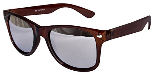 Ciffre EL-Sunprotect® Sonnenbrille Nerdbrille Brille Nerd Silber Voll Verspiegelt Braun UV400