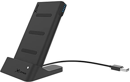 Xlayer Powerbank Wireless Charger with Dock 6.000mAh | 2-in-1 Induktions Ladegerät Docking Station | Qi Ladestation mit externem Akku für induktionsfähige Geräte und Smartphones | Anthrazit