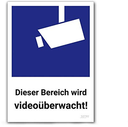 Videoüberwachung Aufkleber DIN 33450, 10x14cm, Videoüberwacht, 10 St., Dieser Bereich wird videoüberwacht