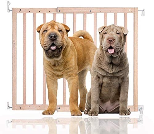 Bettacare Chunky Wooden Screw Fit Dog Gate, 63.5cm - 105.5cm, Natural, Wooden Dog Gate Gate, Screw Fit Pet Stair Gate, Puppy Gate, Stylish and Practical Safety Barrier
