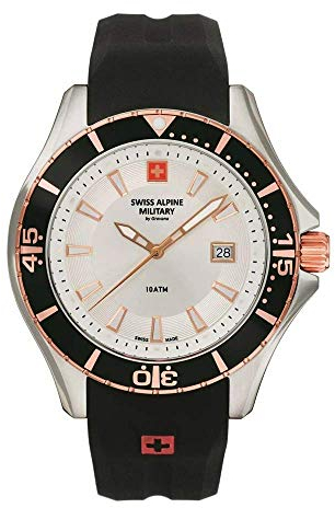 Swiss Alpine Military by Grovana Herren Analog Schweizer Quarzwerk Uhr mit Silikon Armband 7040.1852SAM