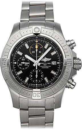 Breitling Super Avenger Mechanische (automatische) Herren-Armbanduhr mit schwarzem Zifferblatt, A13317101B1A1, schwarz, Chronograph, Schwarz , Chronograph