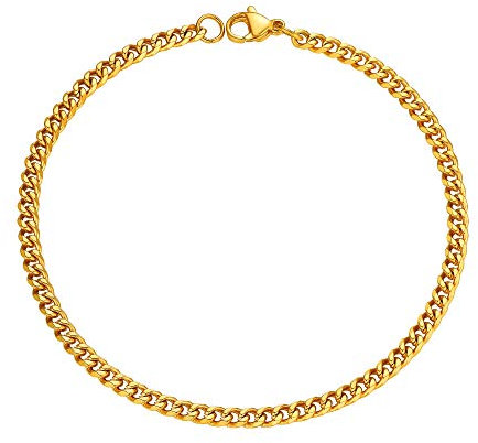 PROSTEEL Bracciale da Uomo a Catena Sottile Colore Oro 3.5mm Lungehzza 16 -Bracciali Uomo Acciaio