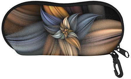 Pizding Soft Eyeglasses Case, Portable Glasses Protection Case with Clip Sunglasses Case for Women 3D Tan Flower Pattern