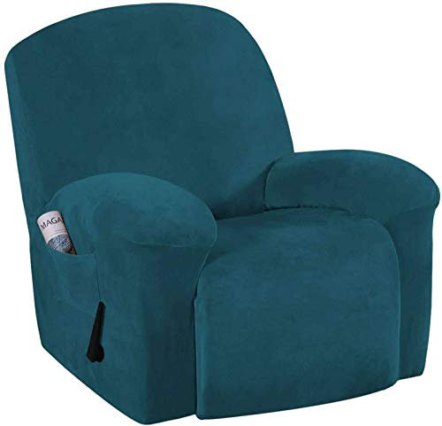 HKPLDE Samt Sesselbezug Strecken Stretchhusse Möbelbezug 4-Stück Modern Rich Velvet Plüsch Form Fit Stylish Protector Feature Rich Und Soft Fabric-Tiefes Wasser blau