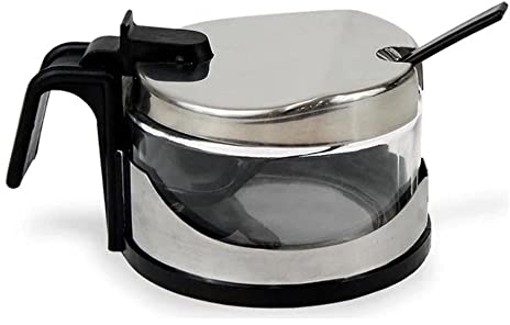 Bigbuy Cooking VIDRIOSS Anna Azucarero Acero Inoxidable con Cucharilla, 13 x 9.6 x 7.5 cm, Stainless Steel, Multicolor