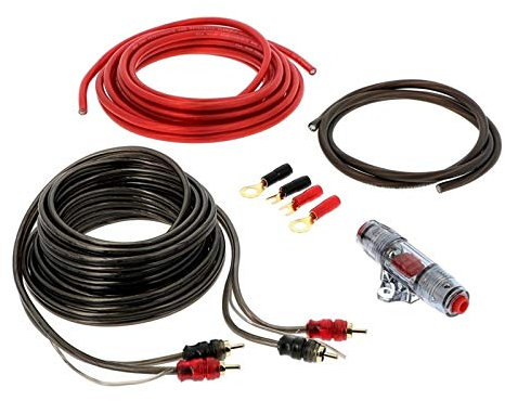 Verstärker Anschluss-Set 750 Watt / 60A / 8 Gauge (10mm²) mit Cinch Anschlusskabel, Sicherungshalter + 60A Mini ANL Sicherung | CarHifi Kabel-Set für Endstufen