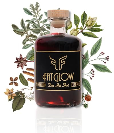 FatGlow Glühweinlikör 17% Vol. - Premium Likör mit Safran, Nelke & Portwein - Edler Weihnachtslikör - Fruchtig-würziger Hot Shot Lavendellikör - Besonderer Schnaps aus Deutschland (0,5l)