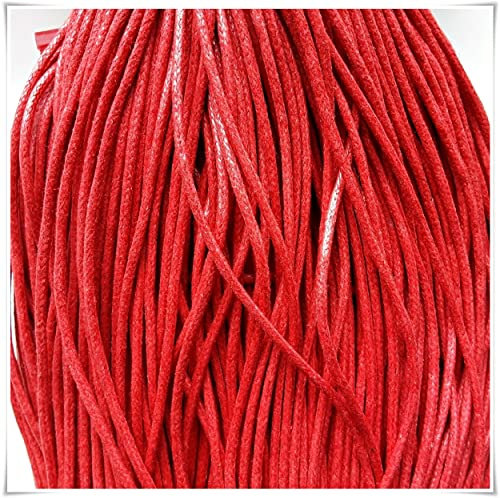 2mm Waxed Cotton Cord 20m Jewellery Craft Making Bracelet Necklace String (Red)