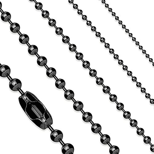 Treuheld® Edelstahl Halskette mit Kugeln - [17.] schwarz - Kugeln: 4mm - Länge: 53cm