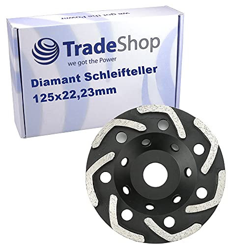 Trade-Shop V-Segment Diamant Schleifteller/Schleiftopf 125 x 22,2mm kompatibel mit DeWalt Eibenstock Festool Hilti Flex Collomix Schleifer Fräse Granit Marmor