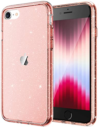 JETech Cover Glitter per iPhone SE 2022/2020 (3./2. Generazione), iPhone 8/7, 4,7 Pollici, Custodia Bling Brilla Paraurti Antiurto da Telefono, Carino Scintillante con Donne e Ragazze (Oro Rosa)