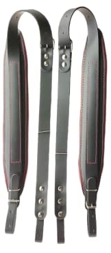 Premium Akkordeongurte Leder, 6cm Schultergurte 60-120 Bass (Rot)