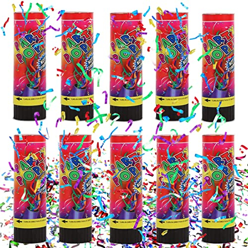 Konfetti Shooter*10,Taozoey Konfettikanone Bunt,Party Kanonen,Konfettikanonen Set,Confetti Kanone, Party Popper, für Geburtstage, Karneval, Heiratsanträge(15.5cm)