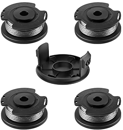 Fadenschneider Spule für Bosc, F016800569/F016800385, Ersatzspule für Rasentrimmer, 4,9 m x 0,065 Zoll für Bosc Cordless Rasentrimmer Art 23 SL und Art 26 SL (4 Spulen + 1 Kappe)