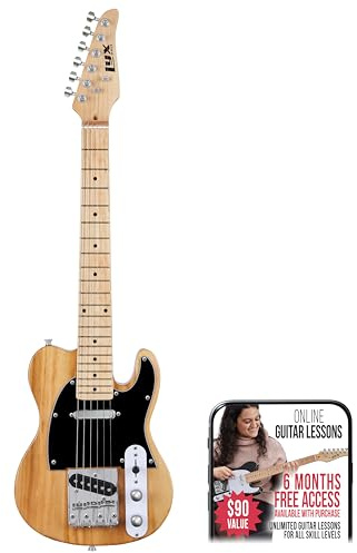 LyxPro 30” Electric Telecaster Guitar | Solid Full-Size Paulownia Wood Body, 3-Ply Pickguard, C-Shape Neck, Ashtray Bridge, Quality Gear Tuners, 3-Way Switch & Volume/Tone Controls | 2 Picks Included