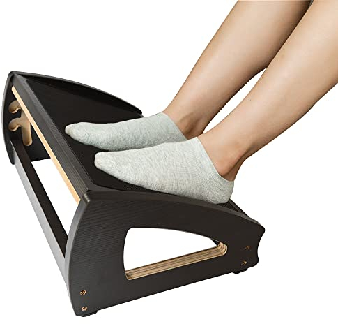 StrongTek Fußstütze unter dem Schreibtisch, Holz, für Arbeit, 3 Höhen einstellbar, ergonomisch, Anti-Rutsch, fördert Haltung & Blutzirkulation, bis 181kg