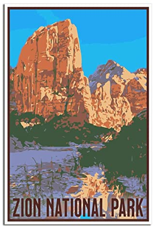 Vintage Zion National Park Reiseposter Leinwand Kunst Poster Geschenk Wanddekoration Gemälde Poster Dekorative Poster