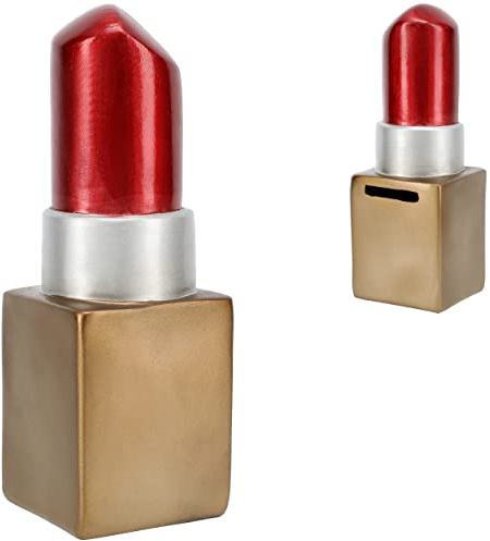 alles-meine.de GmbH Spardose Verschiedene Modelle wählbar mit Verschluss - aus Kunstharz/Polyresin Lippenstift/rot - 18,5 cm - stabile Sparbüchse - Sparschwein - für Ki..