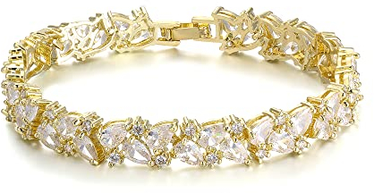 EVER FAITH Tennis Armband Cubic Zirkonia weiß vergoldet Teardrop Strass Braut Armkette für Damen Prom Party