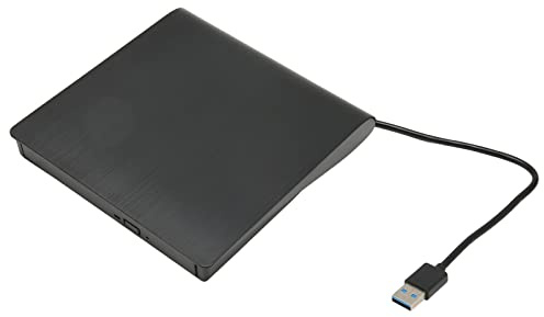 Zunate External DVD Drive, USB 3.0 Portable Ultra Thin DVD Writer with USB C Adapter for CD, VCD, USB External DVD Drive for Laptop Desktop, for