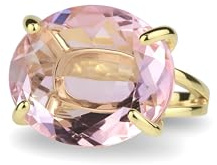 Bague en Quartz Rose 18k pour Femme – Solitaire Ovale Facetté avec Pierre Précieuse Rose – Bijou en Cristal Guérisseur, Cadeau pour l'Amour-Propre