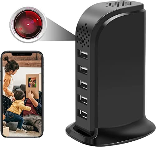 Dragonranee Spy Camera Hidden Camera WiFi Charger Wireless Indoor USB Tower Hidden Cameras Covert Nanny Cam Motion Detection Loop Recording for Home Office Security Surveillance Upgraded Version