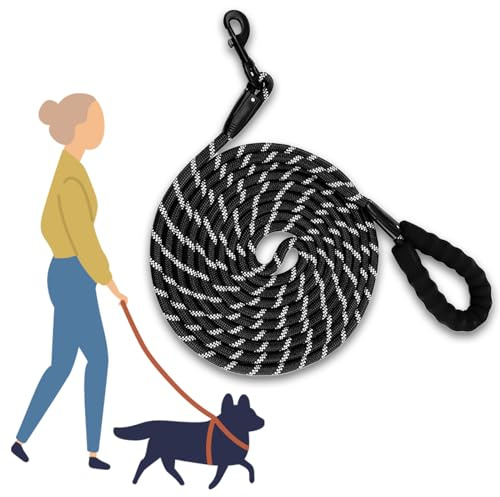 4.5m Hundeleine Aus Nylon, Trainingsleine Hunde, wasserdichte Hundeleine, Robuste Hundeleine Aus Nylon Für Kleine, Mittlere Und Große Hunde(Schwarz)