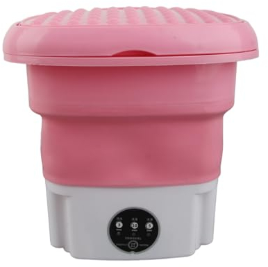 Tragbare Waschmaschine, Faltbare Mini-Waschmaschine mit Schleudertrockner und Ablaufschlauch, Tiefenreinigung, Tragbare Waschmaschine für Wohnmobil, Wohnung, Wohnheim, Reisen (Rosa)