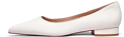 Zhabtuc Flache Ballerinas für Damen Schuh mit Spitzer Zehenpartie Elegante Slip-on Schuhe mit Niedriger Absatz Hochzeitsschuhe Arbeitsschuhe Business-Schuhe, Weiß, 37.5 EU