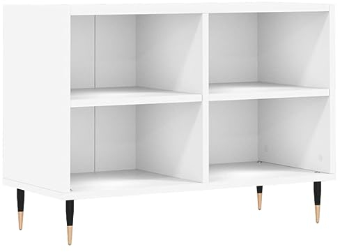 vidaXL TV Schrank, Fernsehschrank mit Eisenbeinen, Fernsehtisch für Wohnzimmer, Lowboard Sideboard TV Ständer TV Gerät, Weiß Holzwerkstoff