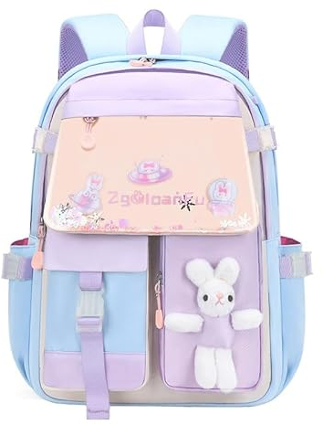 Aucuu Kawaii Rucksack, Kinderrucksack, Schultaschen für Mädchen, Große Kapazität Schultasche, Anti-Theft Rucksäcke, Harajuku Schultasche für Teenager-Mädchen, Blau Lila