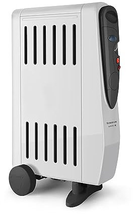 Taurus - Radiador de Aceite. 1500W. 3 Niveles de Potencia. Doble Efecto: radiación y convección. Termostato. Humidificador Integrado. Ruedas y asa de Transporte. Recogecables. Gris