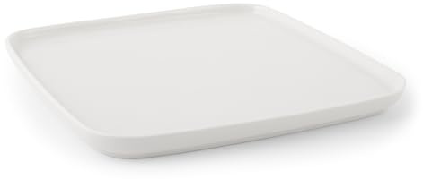 H&H Madrid Set 6 Piatti in Porcellana, Bianco, Quadro, 28cm