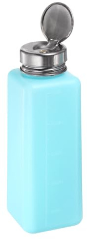 sourcing map Lösemittel Alkohol Spender 500ml(16.9oz) Drückbare Flüssigkeit Spender Pumpe mit Dichtung Edelstahl Deckel für Aceton Reiniger Poliermittel Entferner Blau