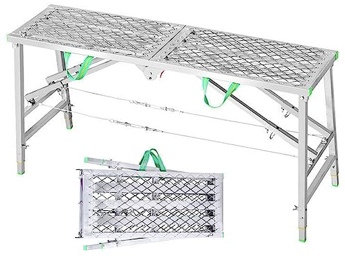 Höhenverstellbare Arbeitsplattform, Mehrzweck-Klappgerüst aus verzinktem Stahl, tragbare Trittleiter für Heimwerkerarbeiten, Ausbessern von Trockenbauwänden oder Reinigen von Fenstern, 140 cm