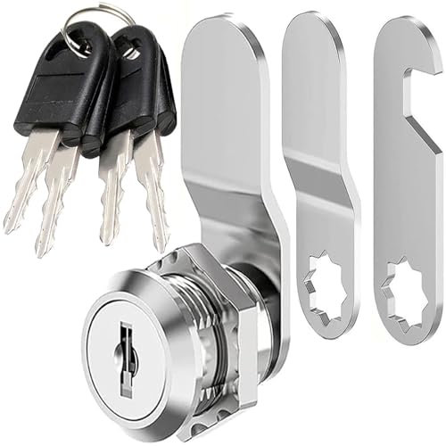 Litensh Letterbox Lock with 4 Keys, Lock for Post Box Drawer Lever Mailbox Cam Cupboard Cabinet Doors Locker Lock, Diameter 18 mm(1, 16MM)