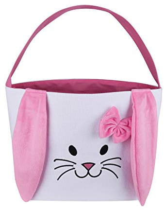 TianWlio Beutel mit Osterhase zum Verschenken Ostermotiv Tragetaschen Häschen Osterohren Baumwolle Osterkörbe Häschen Häschen Taschen Haushalt & Organisatoren Ostertüten Taschen mit (Pink, One Size)