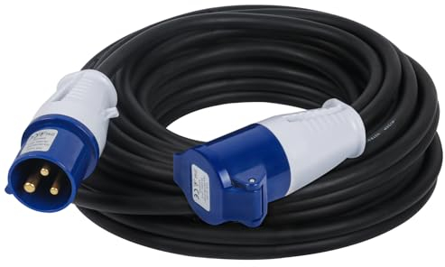AOHEWEI 20m CEE-Verlängerungskabel, Robustes Wohnwagen-Stromanschluss-Verlängerungskabel, 16 A, 240 V, schwarzes Netzkabel für Wohnmobil-Campingplatz