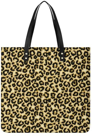 FZRTGOP Brauner Leopard Damen Shopper Handtasche Umhängetasche Schultertasche Für Büro Schule Einkauf 39x39cm