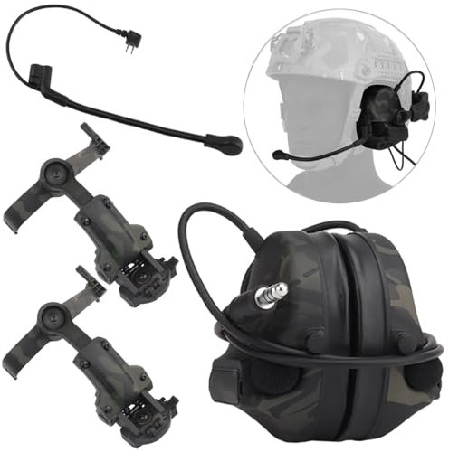WQZXM Nouveau Casque Tactique avec Micro Et Réduction du Bruit, Version Casque, Écouteur De Tir, Communication, Interphone, pour Support De Casque sur Rail Arc(BCP)