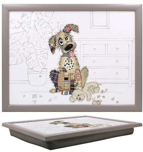 Lesser & Pavey Bug Art Murphy Mutt Laptray With Bean Bag for Serving Dishes | Lovely Lap Trays for Eating on Lap for Dinner or Breatfast | Newly Designed Food Trays for Lap