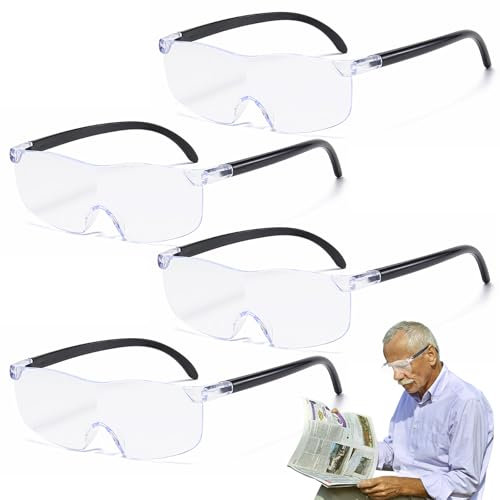 4 Stück Vergrößerungsbrille,Lupenbrille Für Brillenträger,Lupenbrille 300%,500%,800%,1000% Vergrößerung,Tragbare Leselupe,Lese Lupenbrille,Anti-Blaulicht Magnifying Glass,Für Nähen,Handwerk,Reparatur