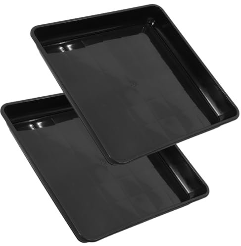 Veemoon 2pcs Square Plant Pot Saucer Plastic Drip Trays for Plant Pots Indoors Balcony Outdoors Garden Black 35cm